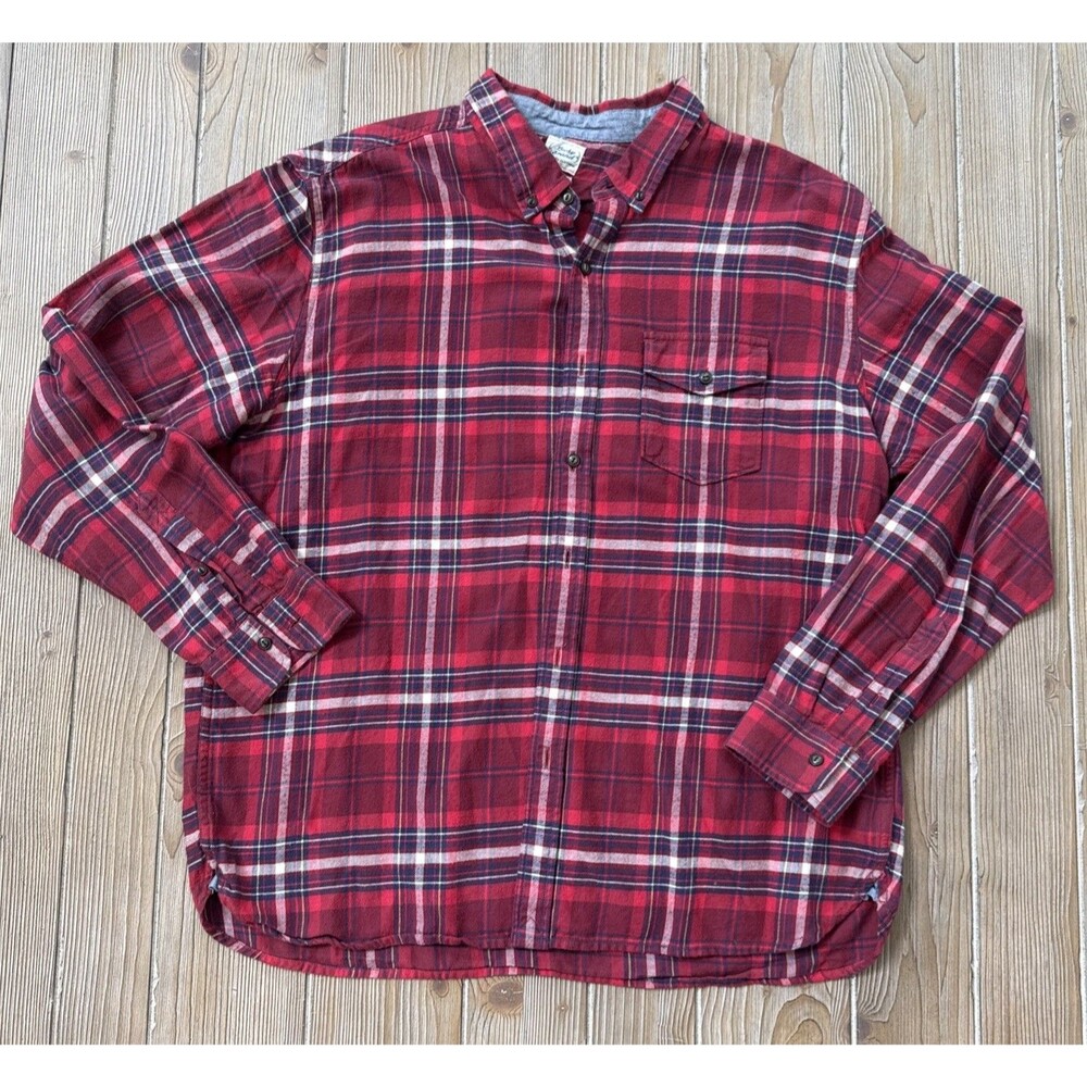 Lucky Brand Shirt Men's XL Red Plaid Flannel Long Sleeve Western Button Down